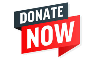 A red and black banner that says donate now.